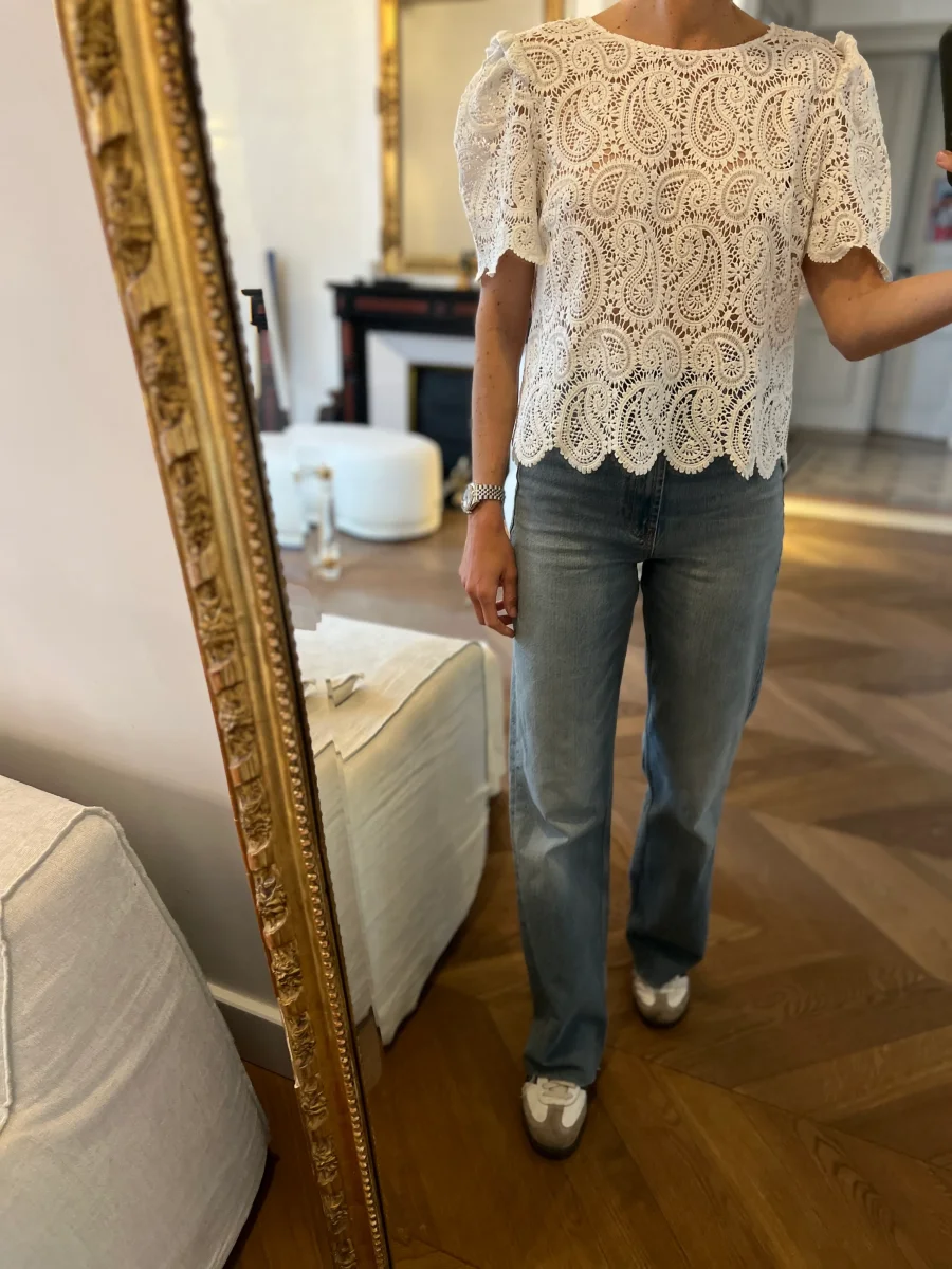 Haut Sézane broderie anglaise blanche – Image 2