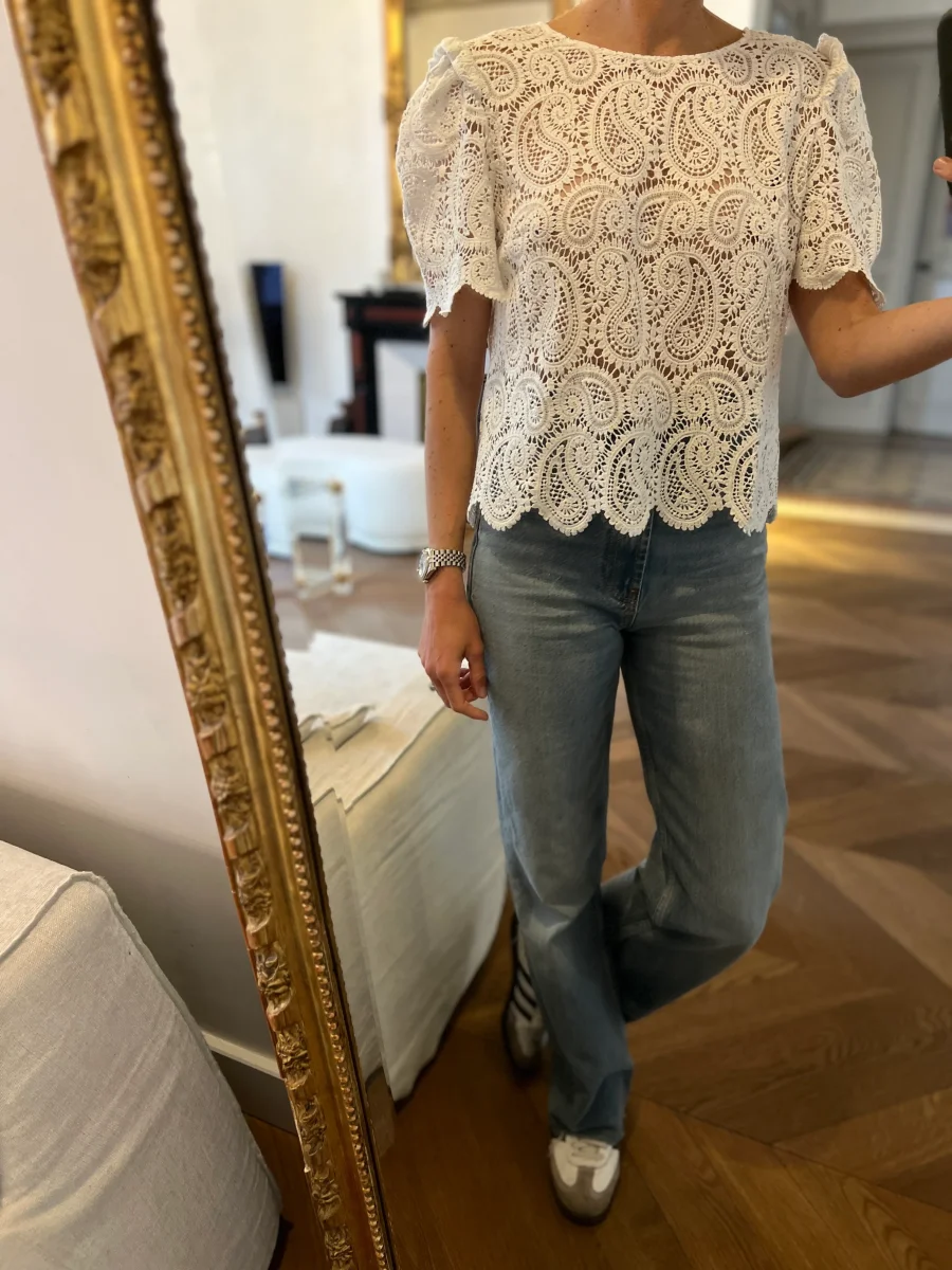 Haut Sézane broderie anglaise blanche – Image 3