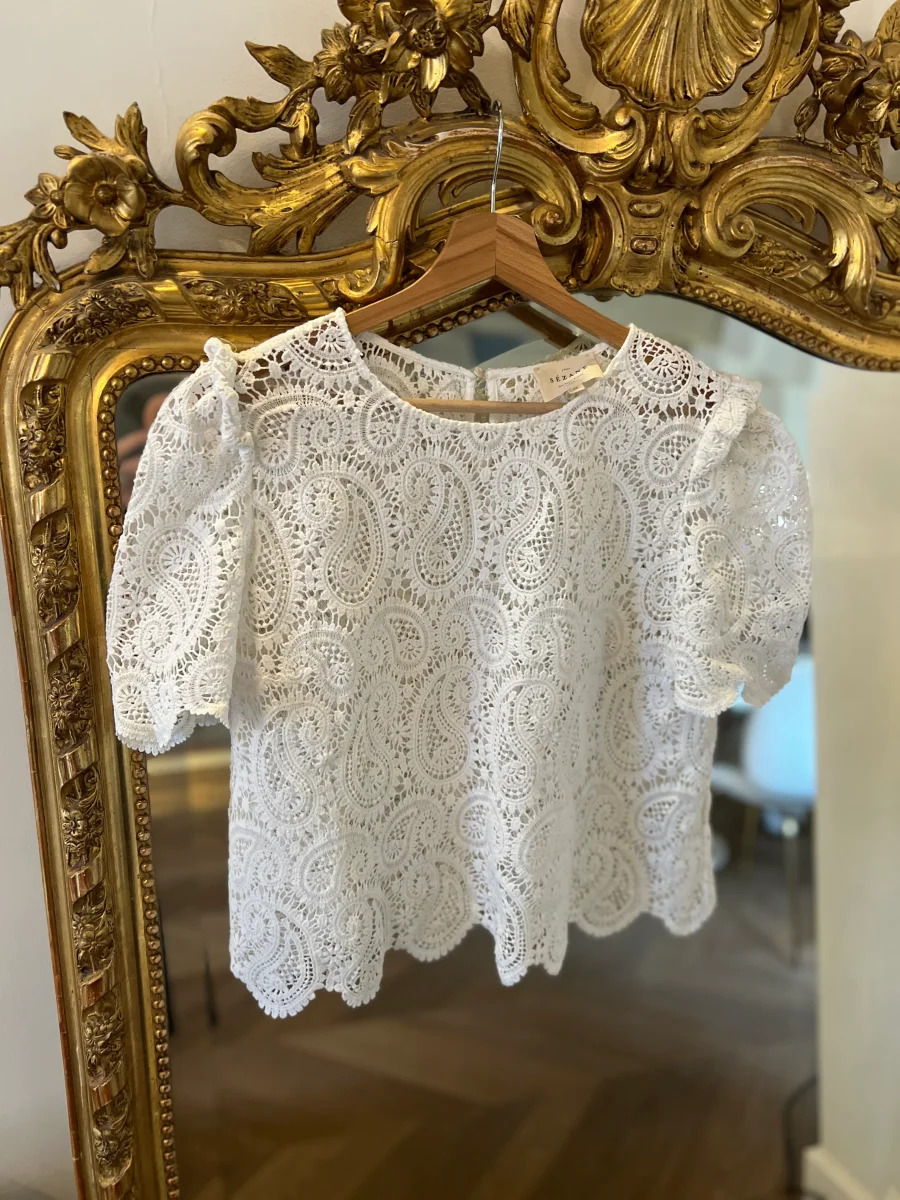 Haut Sézane broderie anglaise blanche – Image 4