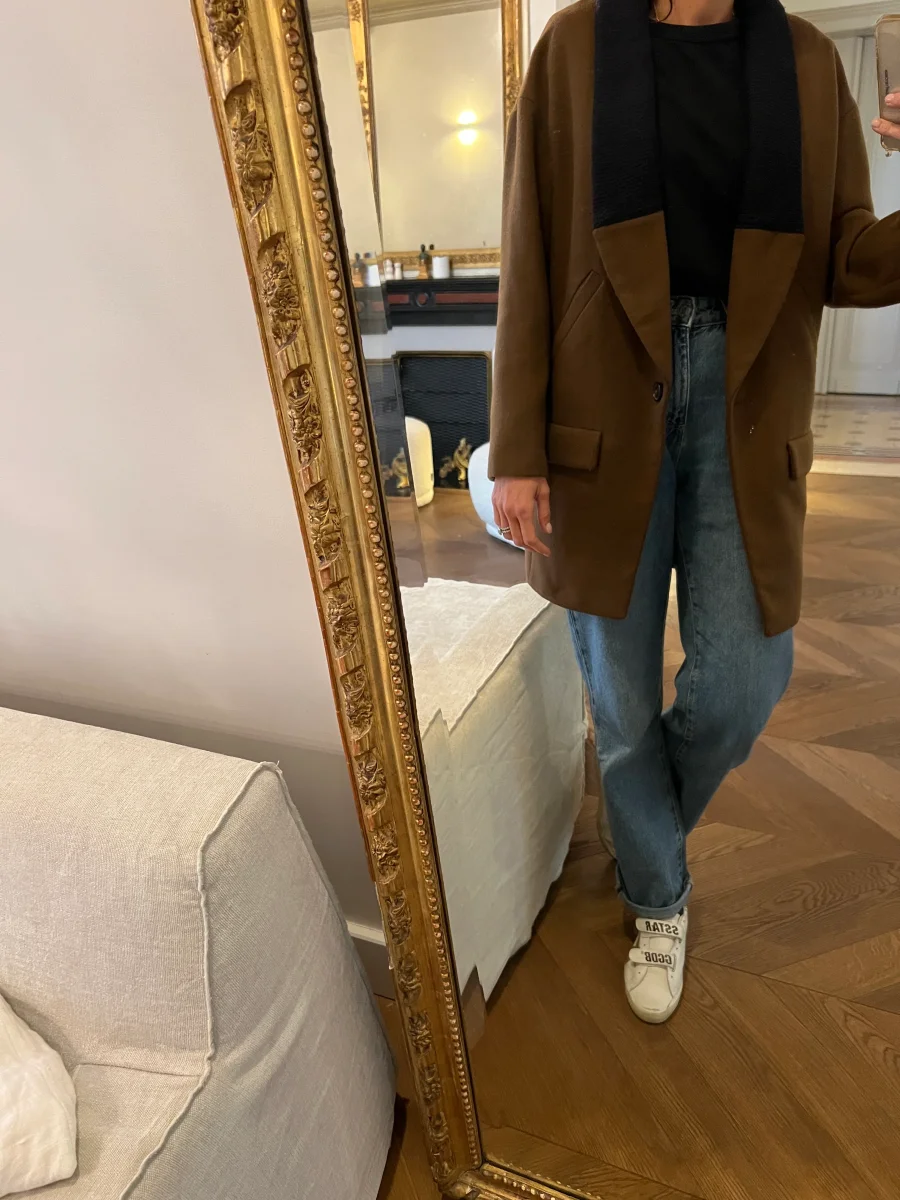 Zara - Manteau marron col laine – Image 4