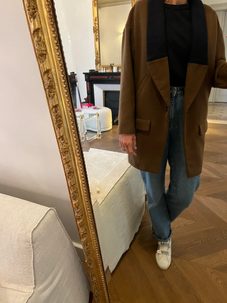 Zara - Manteau marron col laine – Image 5
