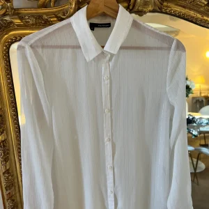 Chemise The Kooples blanche à rayures argentées