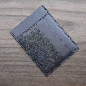 Porte-carte en cuir bleu marine