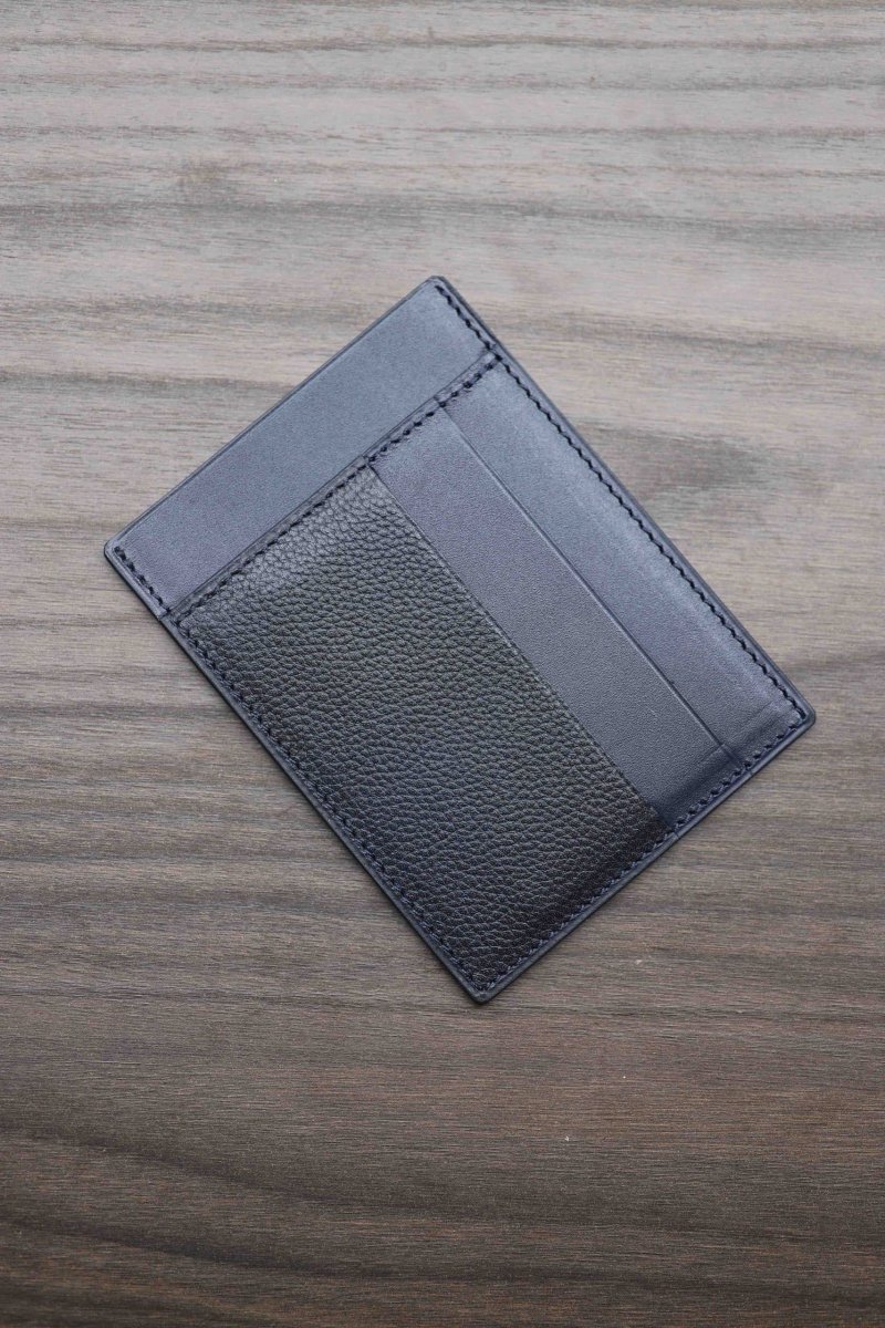 Porte-carte en cuir bleu marine