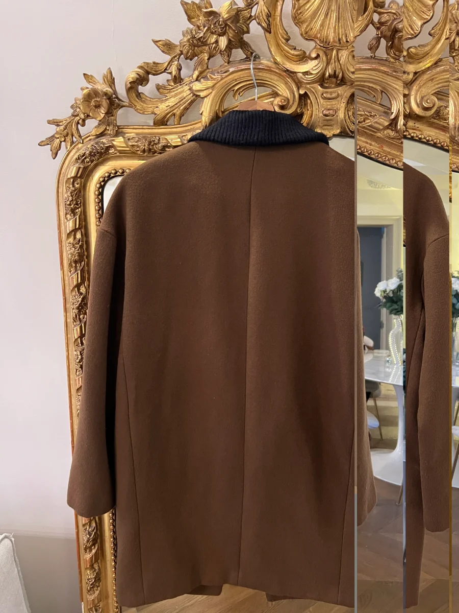 Zara - Manteau marron col laine – Image 9