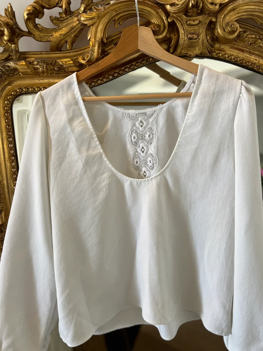 Blouse Sezane blanc decolleté crochet – Image 7