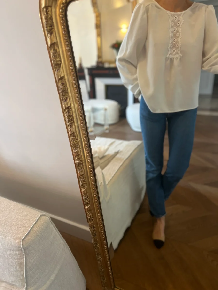 Blouse Sezane blanc decolleté crochet – Image 3