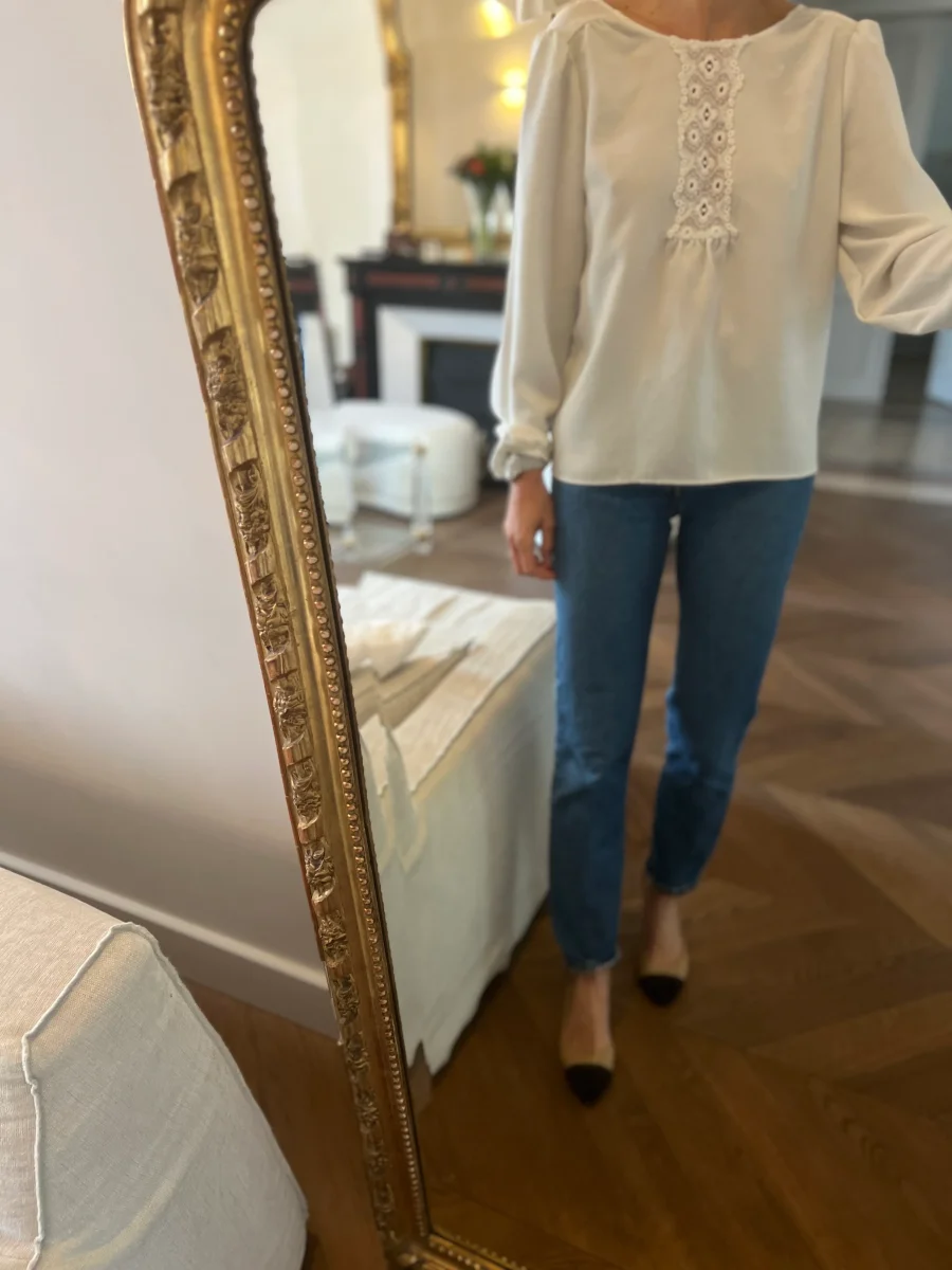 Blouse Sezane blanc decolleté crochet – Image 5