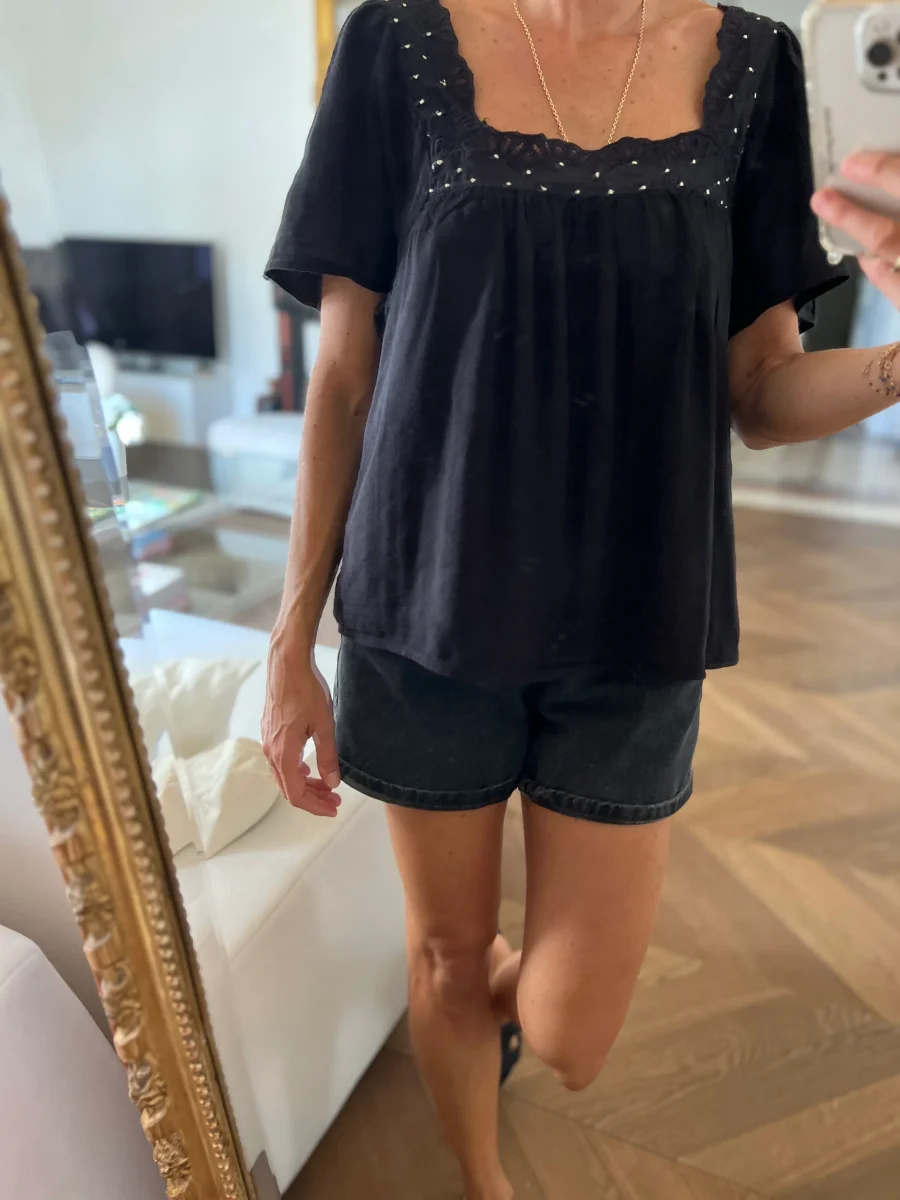 Blouse Sézane à pois dorés