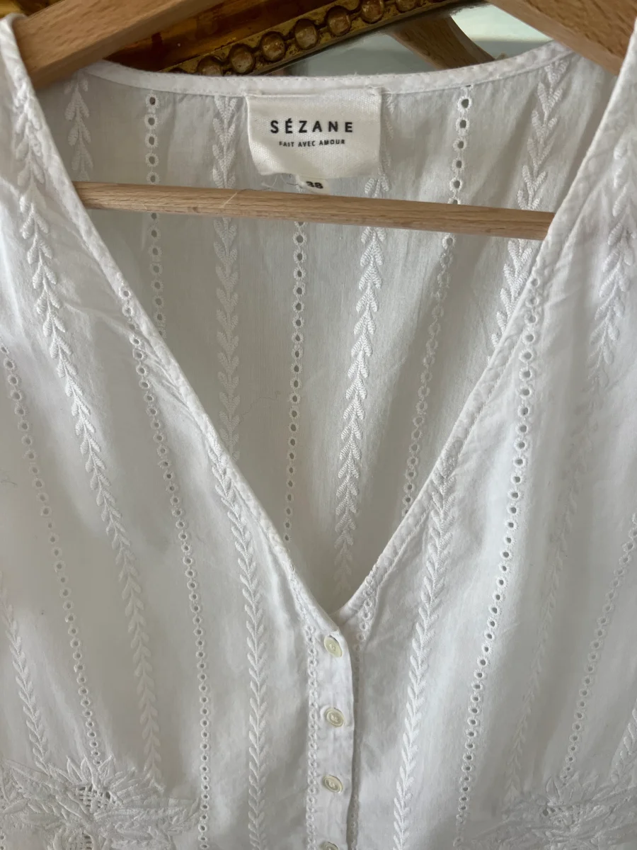 Blouse Sézane blanche brodée – Image 5