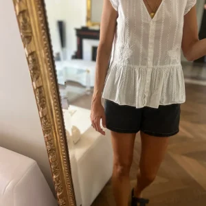 Blouse Sézane blanche brodée
