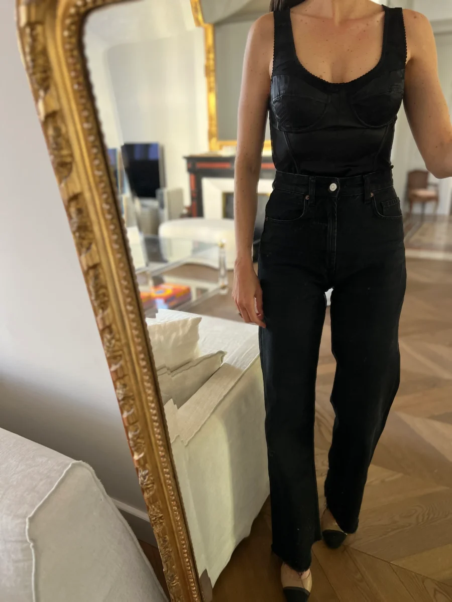 Noémie Lenoir Haut Phi noir satiné – Image 6