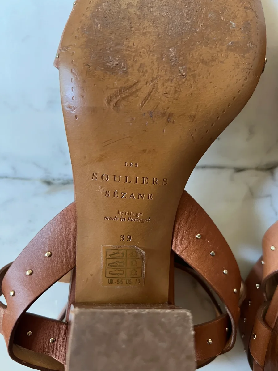 Sandales à talons Sézane camel à clous – Image 7