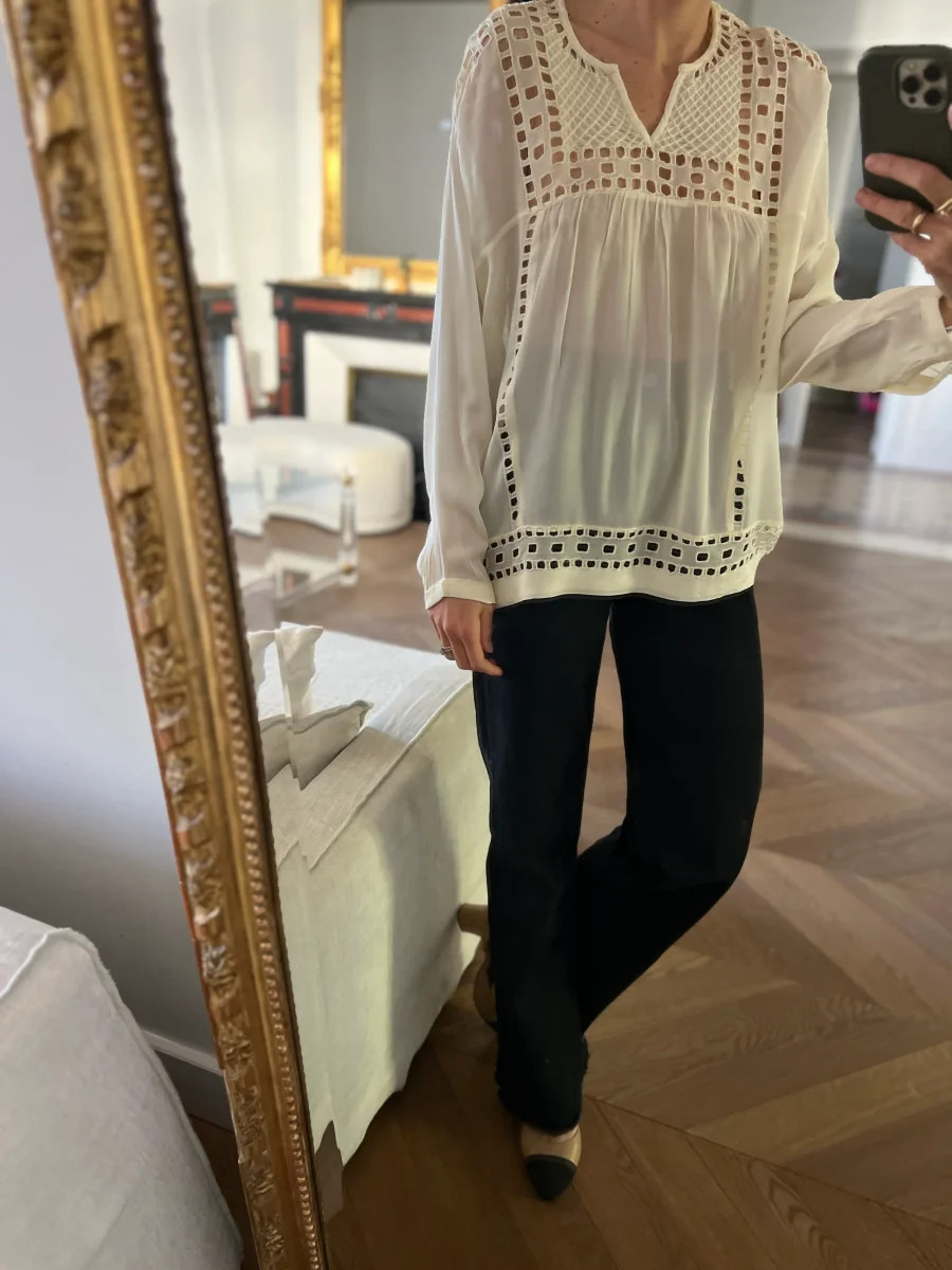 Noémie Lenoir Blouse Isabel Marant étoile ecrue – Image 3