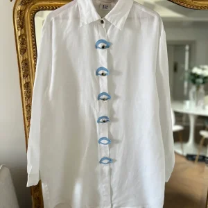 Noémie Lenoir Chemise tunique en lin blanche