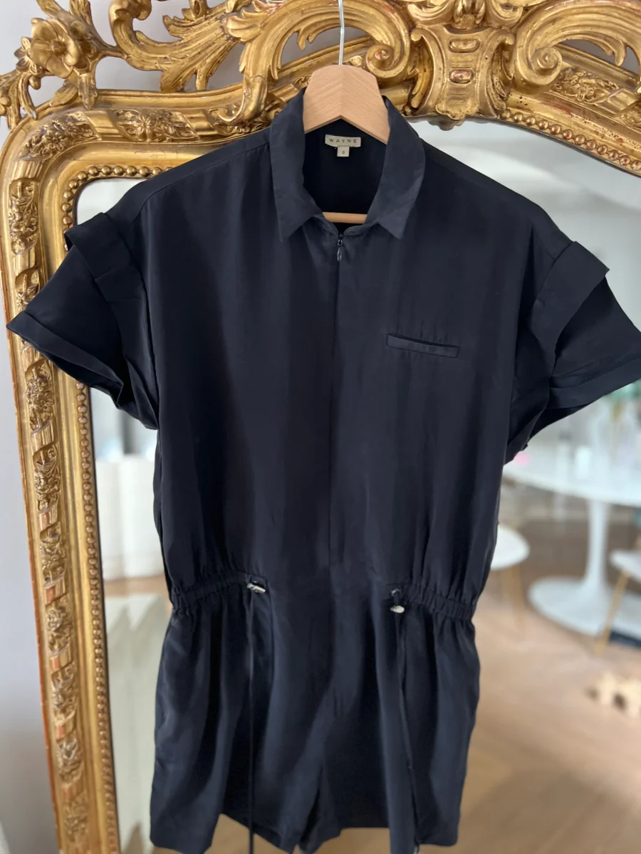 Noémie Lenoir Combishort Wayne en soie noire – Image 2