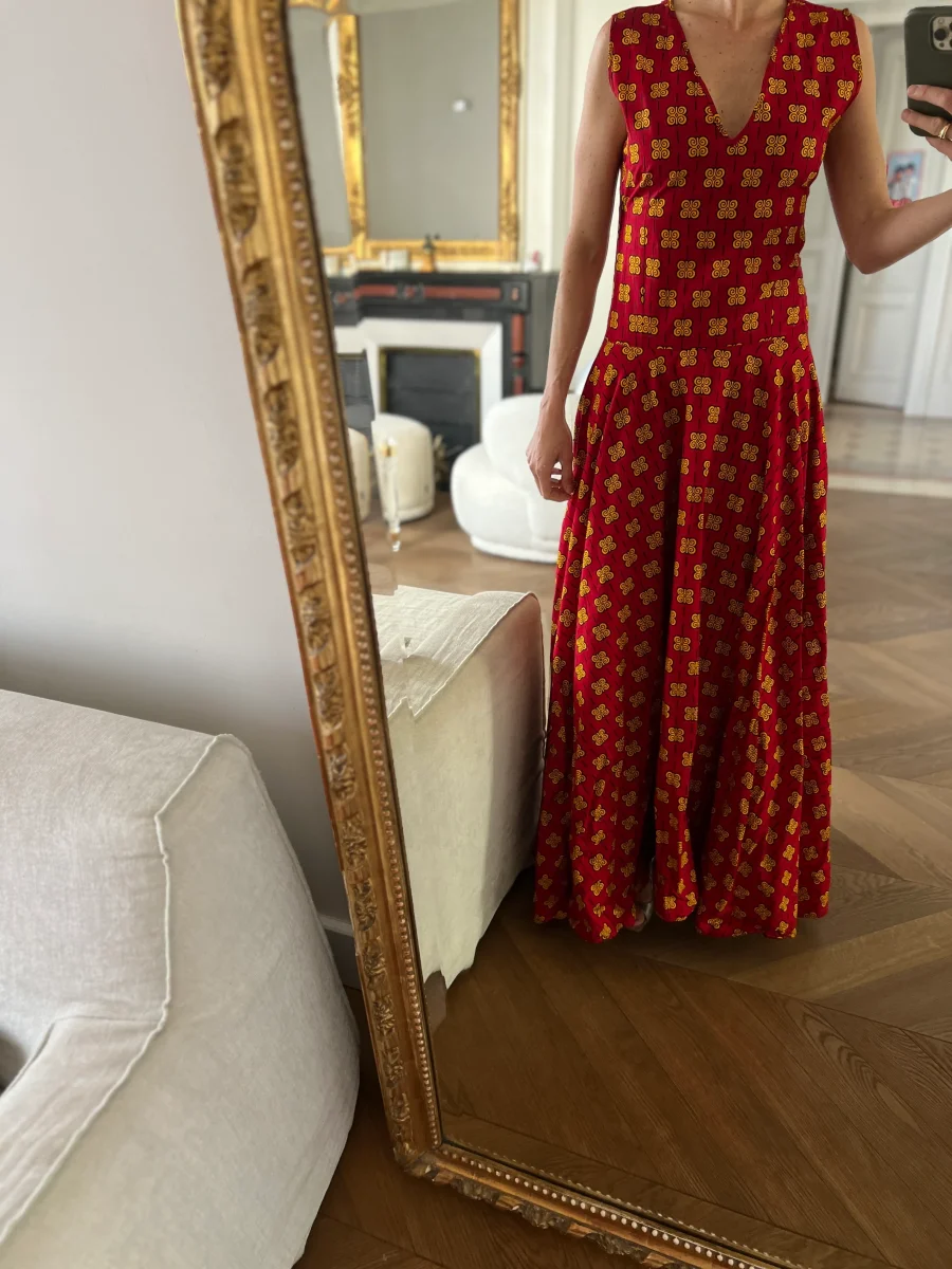 Noémie Lenoir Robe Glam Ethnik longue bordeaux