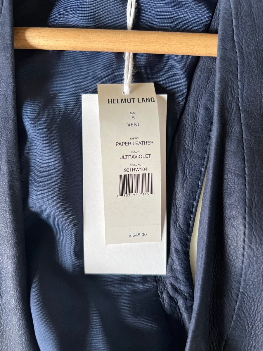 Noémie Lenoir Boléro Helmut Lang en cuir bleu marine – Image 8