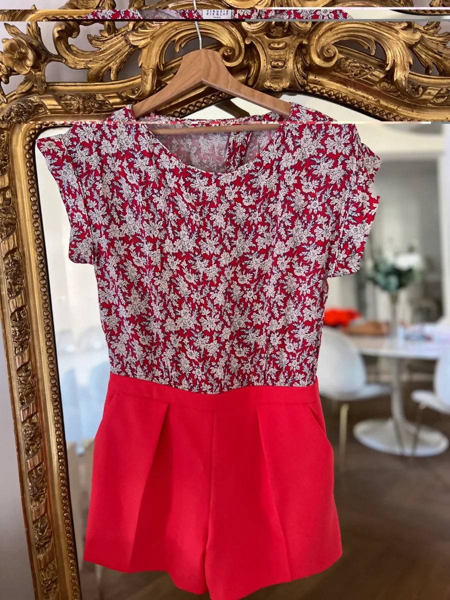 Combishort Claudie Pierlot bas rouge et haut à motifs – Image 5