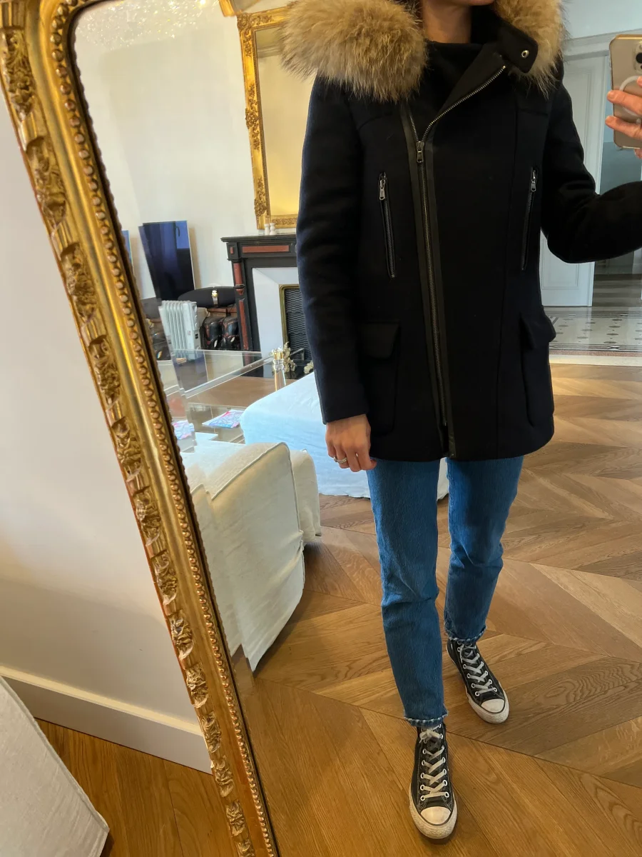 Duffle Coat Zapa en laine bleu marine – Image 3