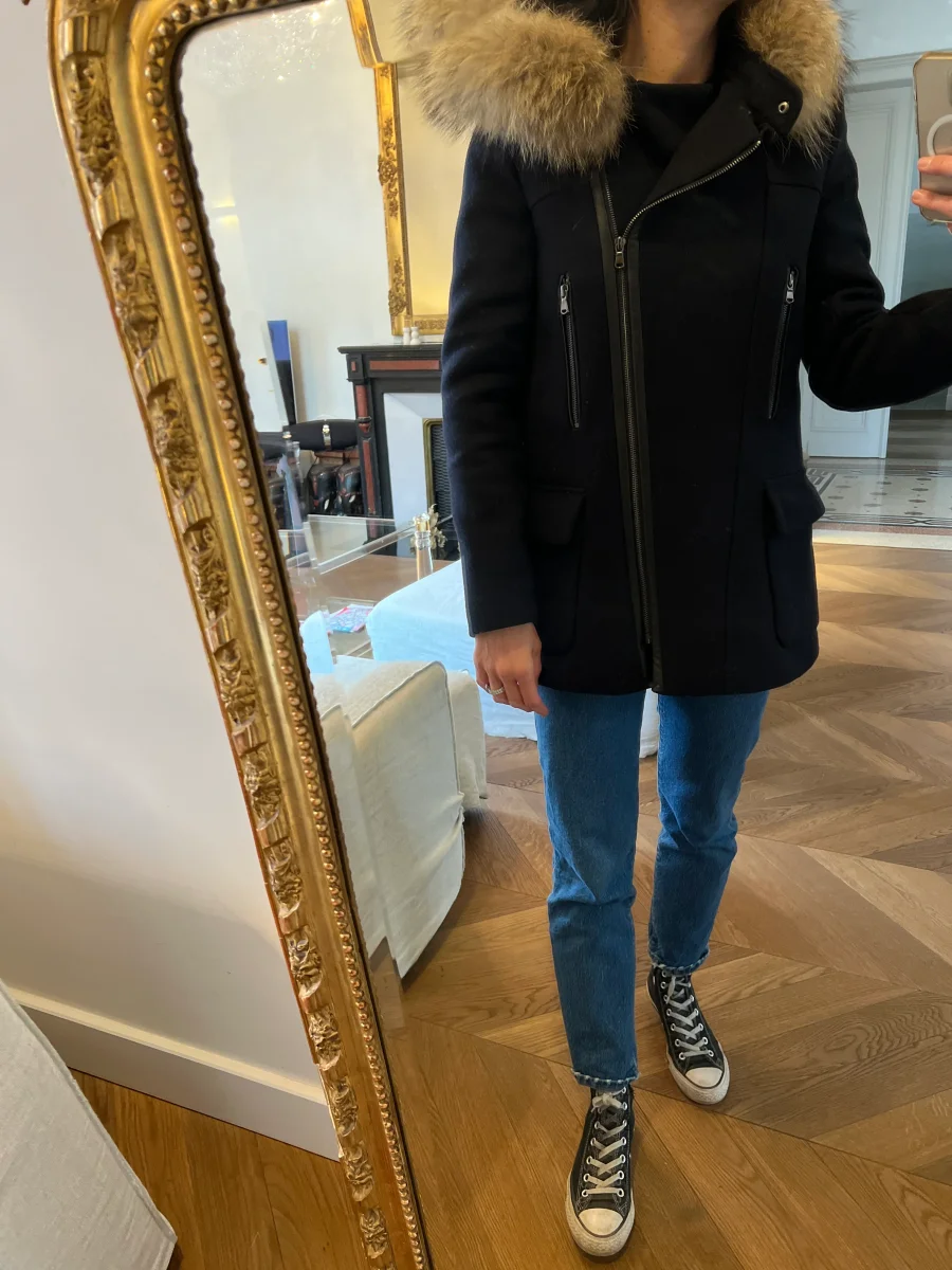 Duffle Coat Zapa en laine bleu marine – Image 2