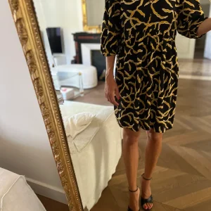 Robe Ba&sh noire motifs jaunes