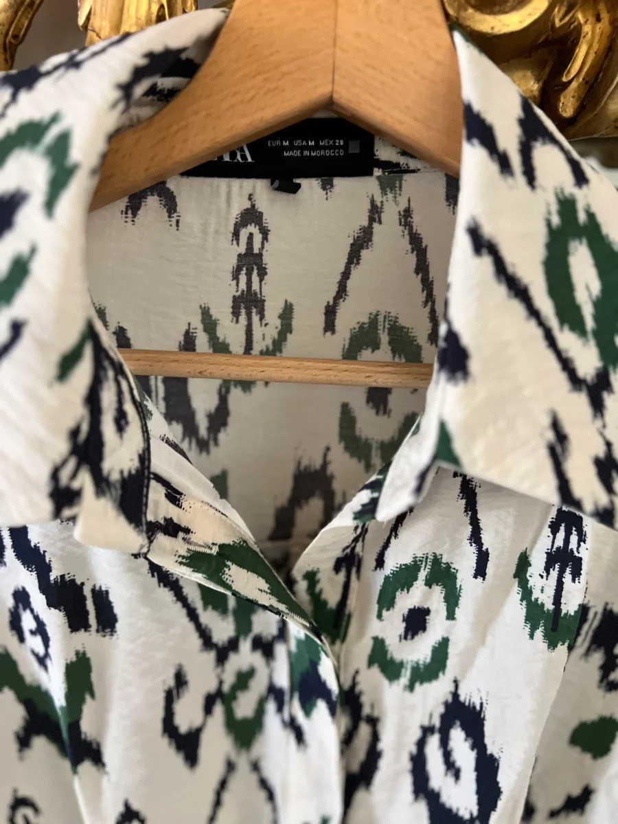 Robe Zara ecrue motifs verts – Image 7