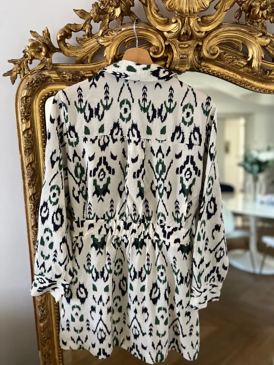 Robe Zara ecrue motifs verts – Image 8