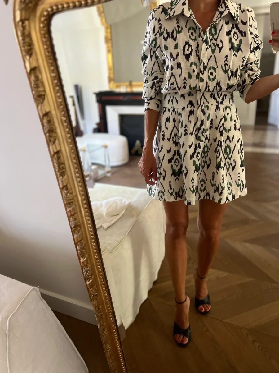 Robe Zara ecrue motifs verts – Image 4