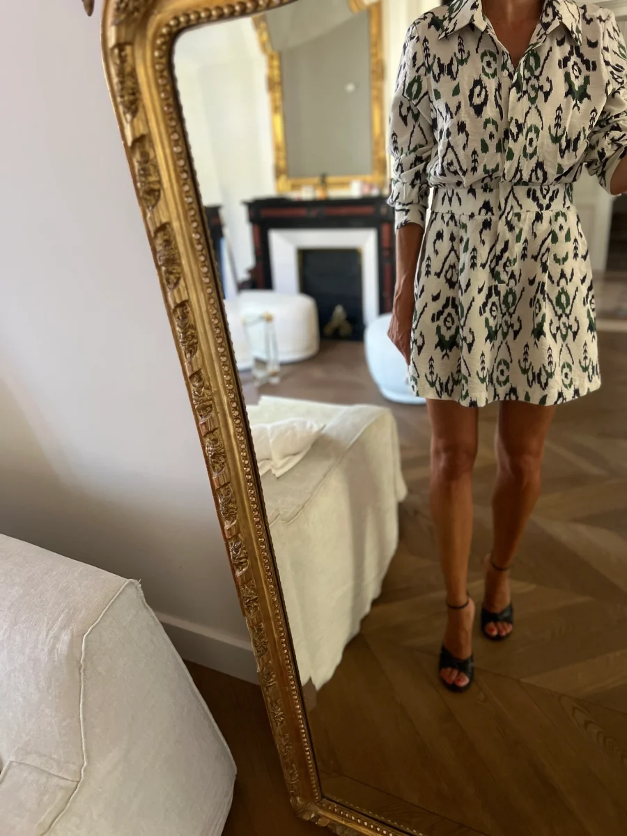 Robe Zara ecrue motifs verts – Image 2