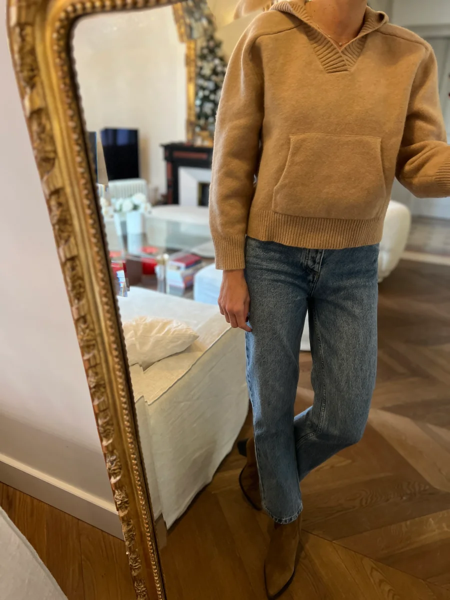 Massimo Dutti - Pull à capuche en laine beige – Image 5