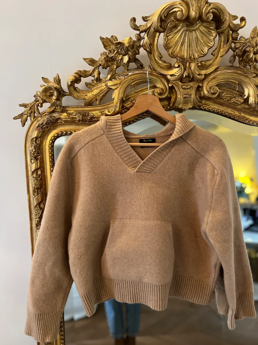 Massimo Dutti - Pull à capuche en laine beige – Image 6