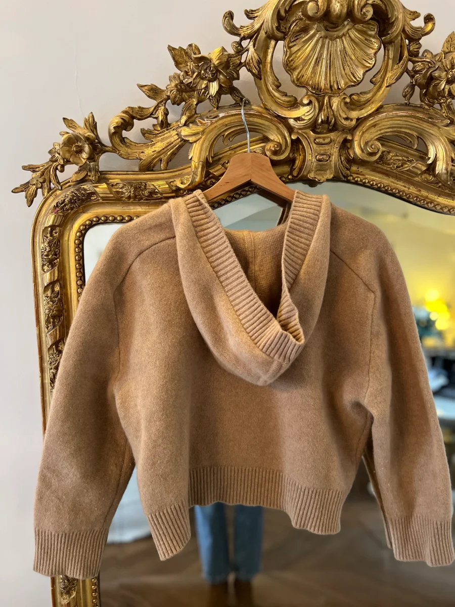 Massimo Dutti - Pull à capuche en laine beige – Image 7
