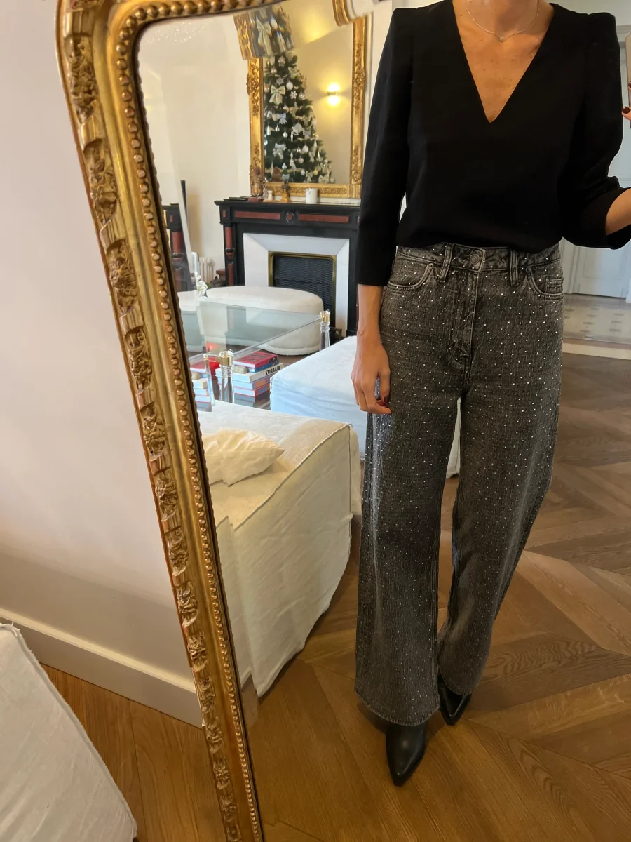 Ba&sh-Blouse noire col V épaules ballon – Image 2