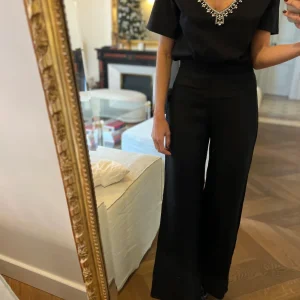 Sandro - T-shirt coeur en diamants