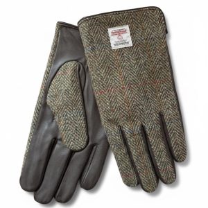 Gants cuir et laine Harris Tweed