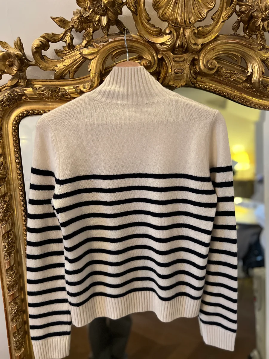 Maje - Pull en cachemire rayé ecru – Image 6