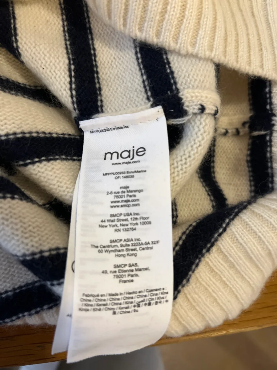 Maje - Pull en cachemire rayé ecru – Image 7