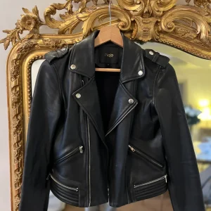 Maje - Perfecto court en cuir noir