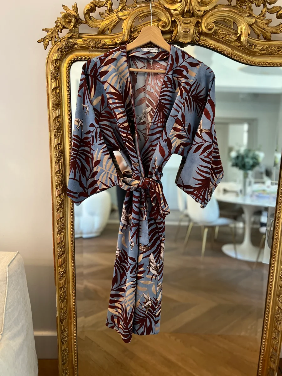 Veste kimono Mango bleue et marron – Image 7