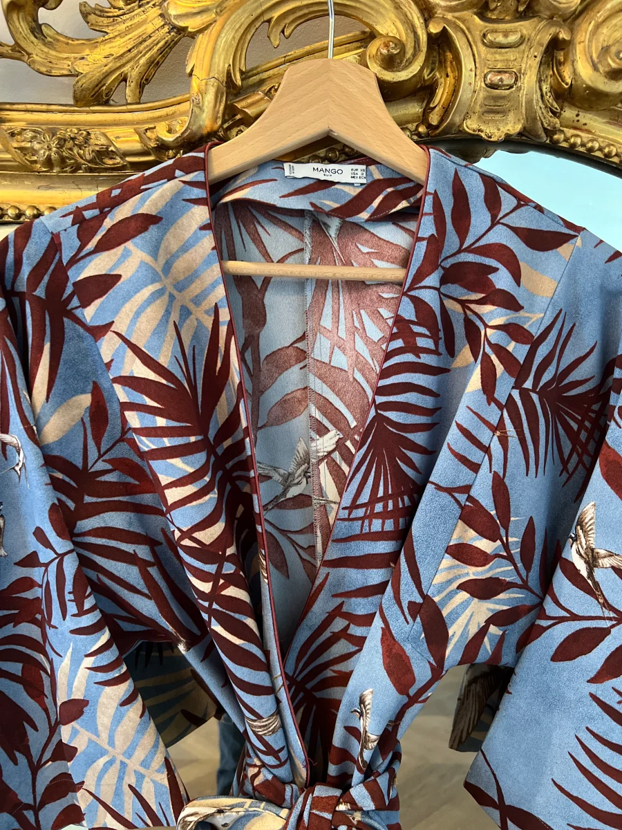 Veste kimono Mango bleue et marron – Image 8