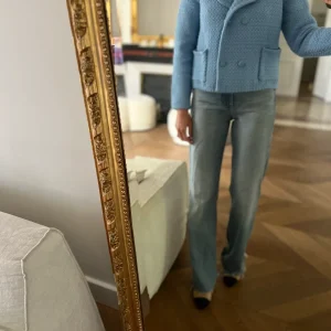 Malika Menard Veste Zara à crochet bleu ciel Neuf