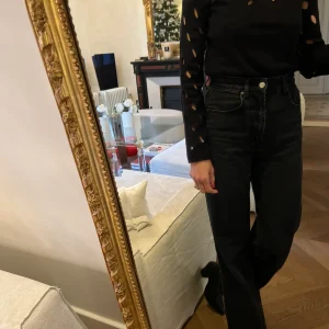 Maje - Pull noir ajouré col montant