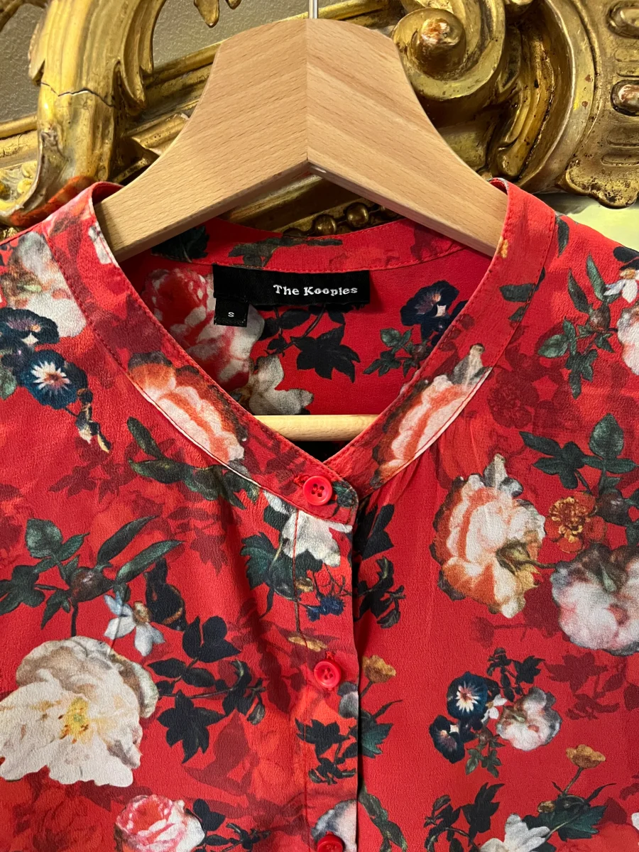 The Kooples - Chemisier en soie à fleurs rouge – Image 5