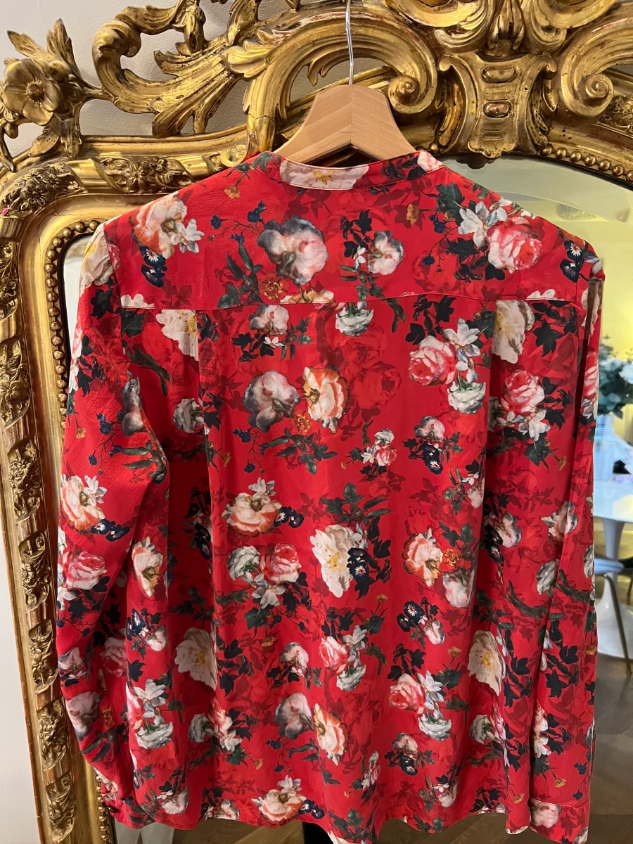 The Kooples - Chemisier en soie à fleurs rouge – Image 6