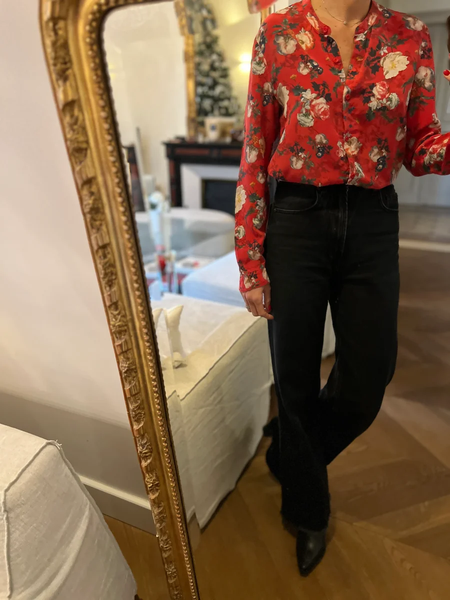 The Kooples - Chemisier en soie à fleurs rouge – Image 3