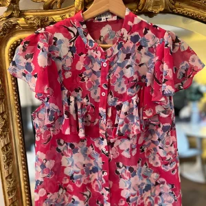 Claudie Pierlot  - Blouse fleurie ajourée rose