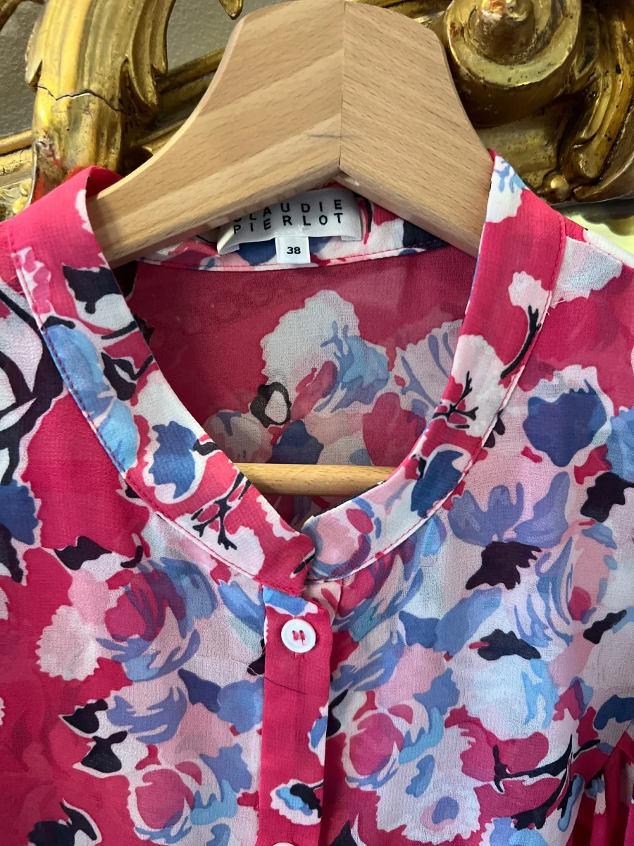 Claudie Pierlot - Blouse fleurie ajourée rose – Image 3