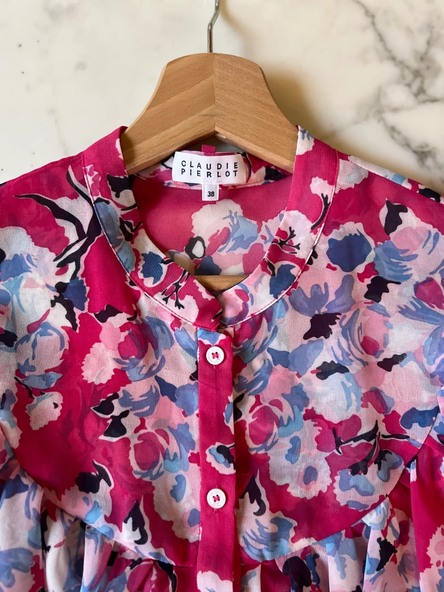 Claudie Pierlot - Blouse fleurie ajourée rose – Image 5
