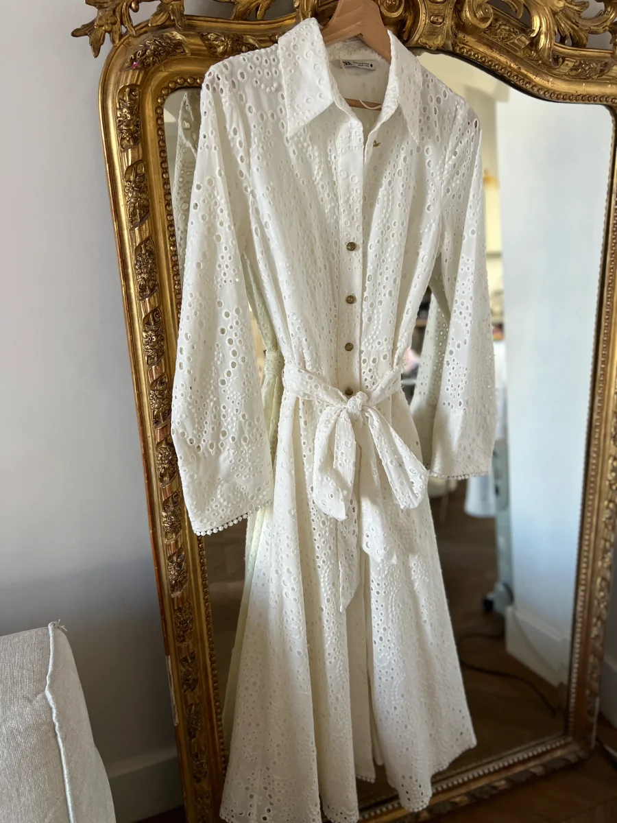 Zare- Robe blanche longue brodée – Image 3